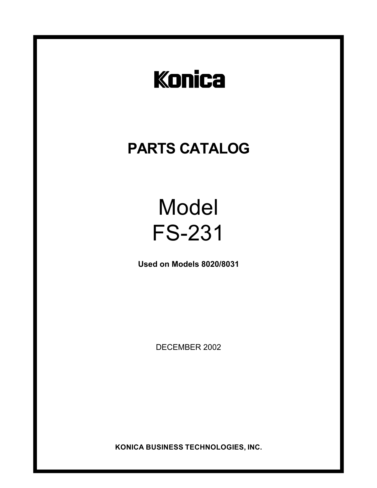 Konica-Minolta Options FS-231 Parts Manual-1